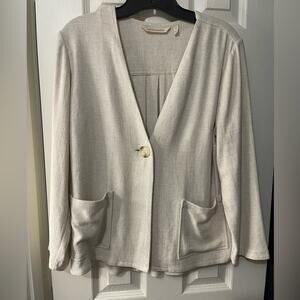 Soft surroundings Linen Blend Neutral Beige Minimalist  Jacket Small